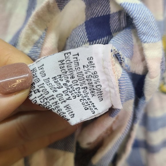 Johnny Was Blue Plaid Embroidered Top with Butterflies - Picture 9 of 9